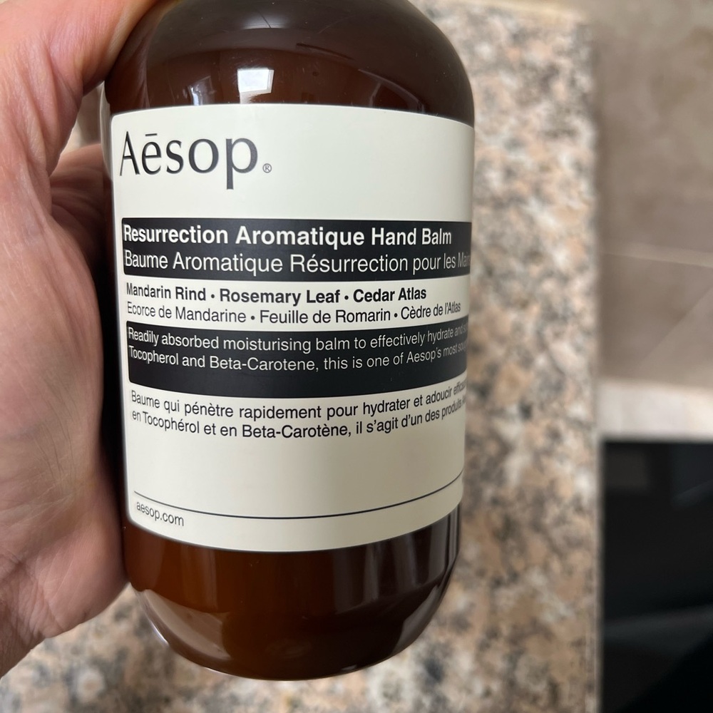New bottle of Aesop Resurrection Aromatique hand balm 16.5oz.